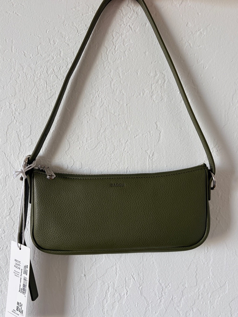 Baggu Recycled Leather Pouchette Loden Green